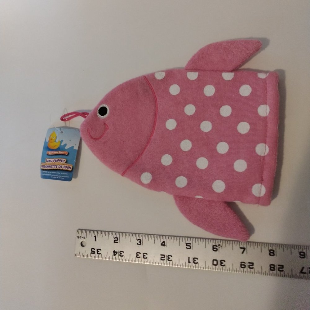 Pink Polkadot Fish Bath Hand Puppet